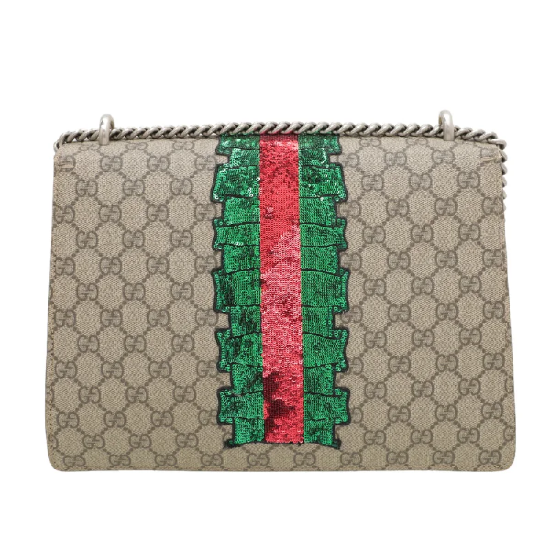 Gucci backpacks for women with a sleek silhouetteGucci Ebony Dionysus Sequins Lips Lightning Bag