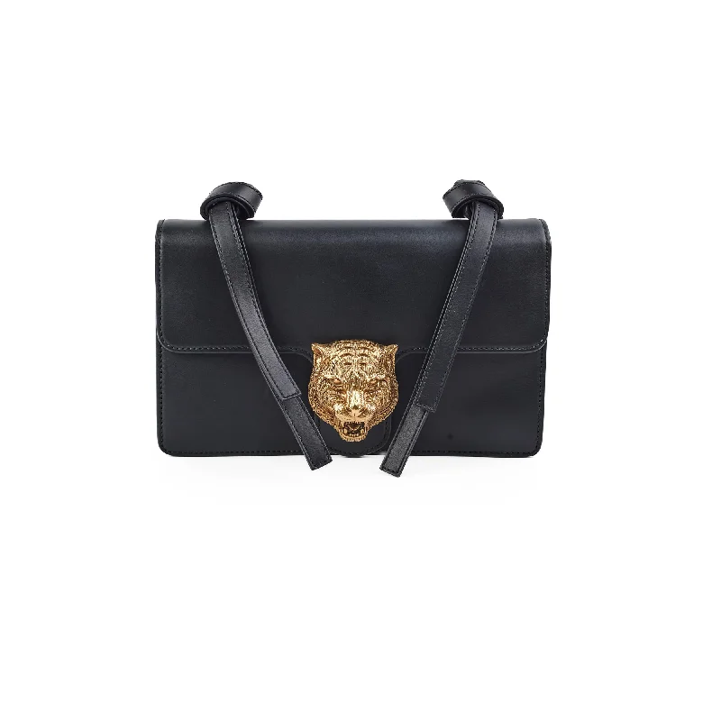 Women Gucci bags with a detachable mirror insideGucci Black Animalier Leather Shoulder Bag