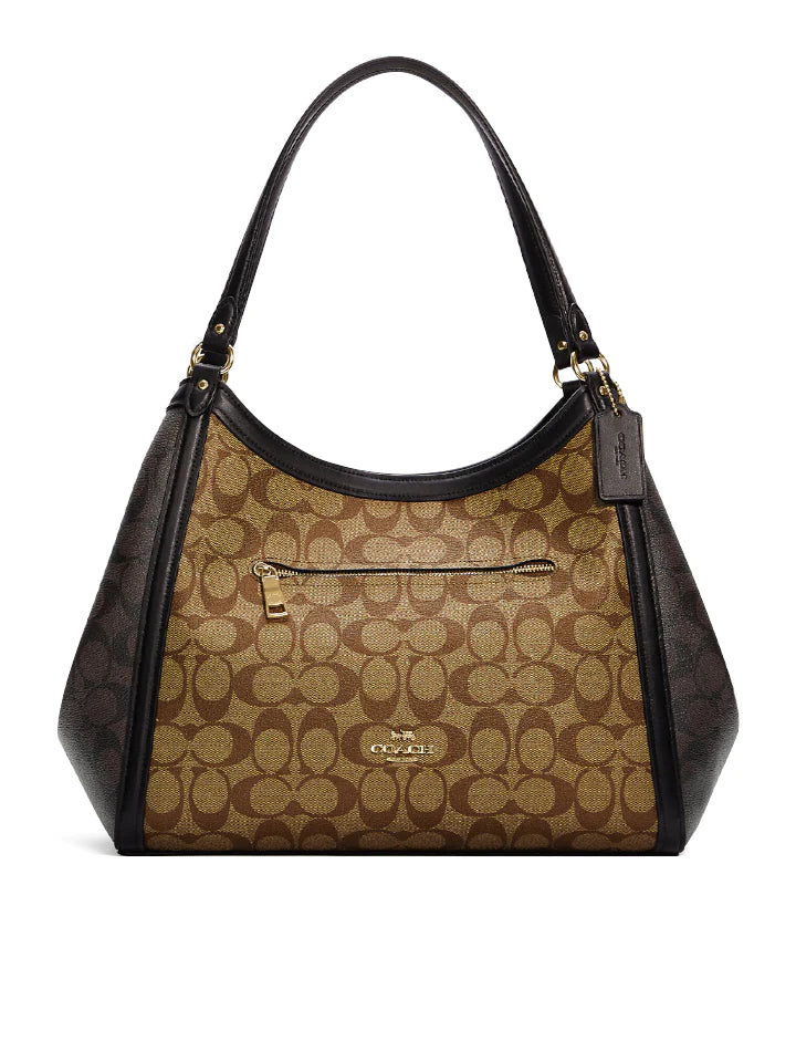 Coach Rogue bags with a monogram - embossed leather surfaceCoach Kristy Shoulder Bag In Blocked Signature Canvas Khaki Brown Multi