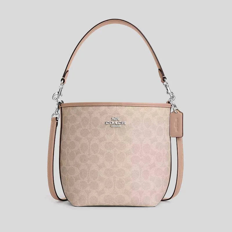 Coach bags with a patent - leather finish for a shiny and sophisticated appearanceCOACH City Bucket Bag In Signature Canvas Taupe CT800