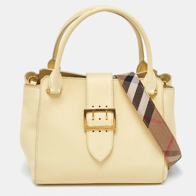 Burberry Bags with Interior Organizers for Easy SortingYellow Leather Medium Buckle Tote