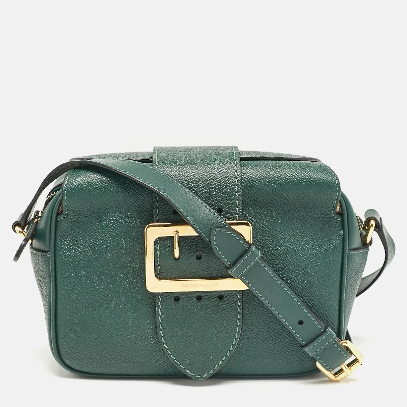 Burberry Bags with Antique - Style HardwareGreen Leather Small Medley Buckle Crossbody Bag