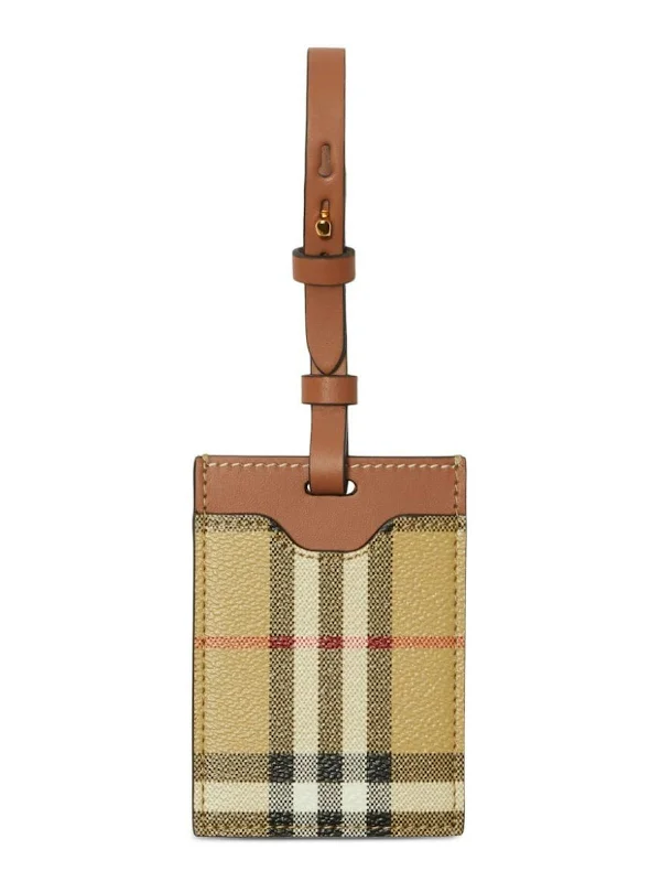 Customizable Burberry Bags with Personalized CharmsWomen's Check Motif Leather Luggage Tag in Beige | Size UNI | 8073976A7026