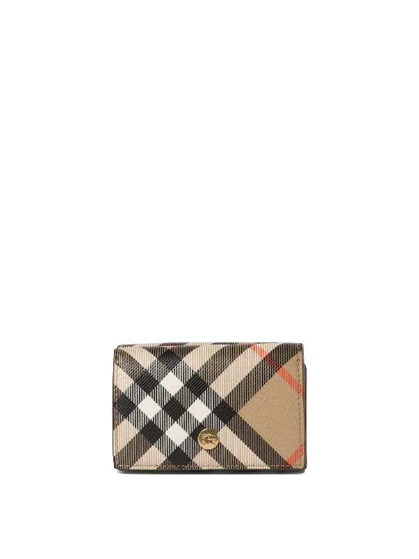 Soft Leather Burberry Duffel Bags for Weekend TripsWomen's "check" Compact Wallet in Beige | 8095291