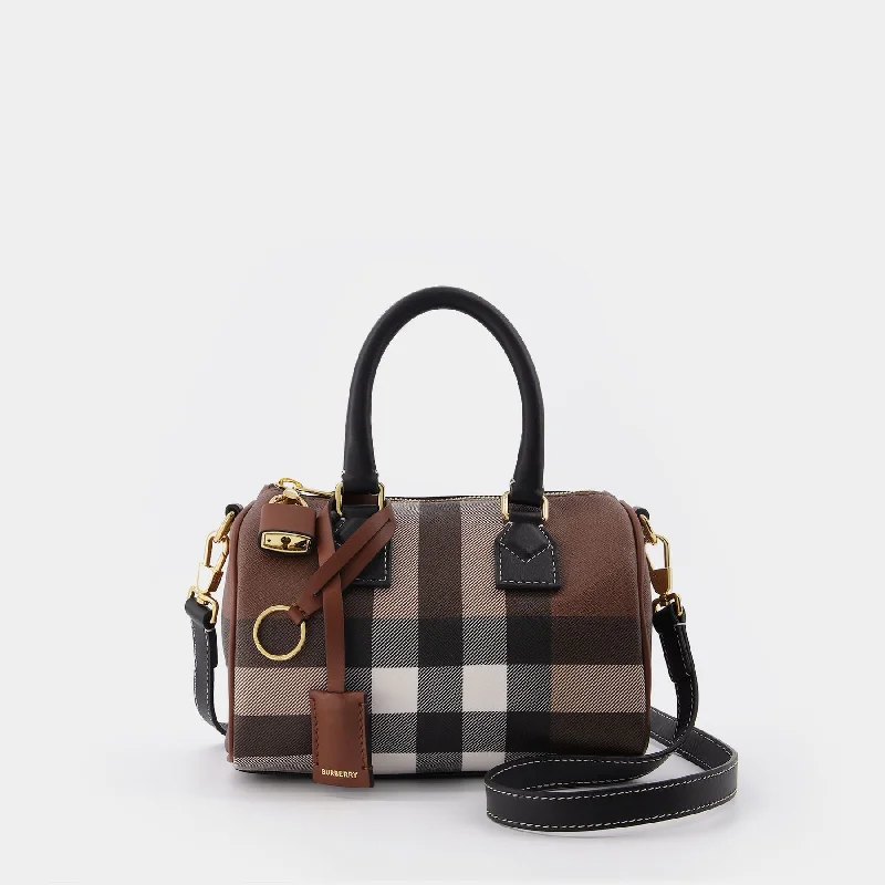 Burberry Bags with Adjustable Handles for Different Carrying WaysMini Bowling Bag in Brown Canvas