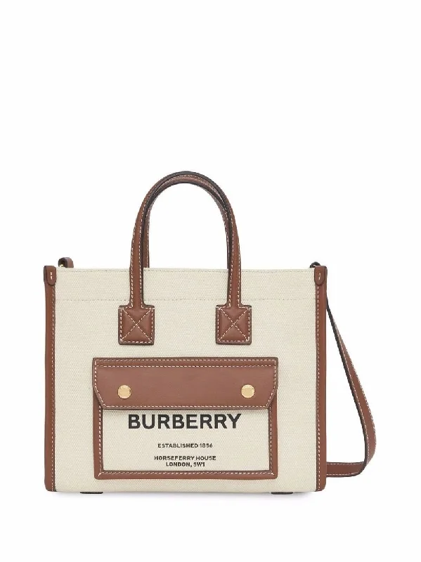 Designer Burberry Bags for Fashion EnthusiastsWomen's Freya Mini Canvas Tote Bag in Ecru | 8044143112818 Color A1395