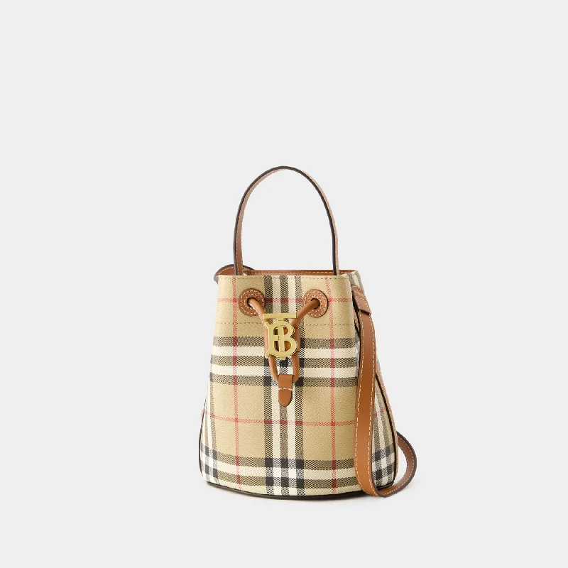 Burberry Bags with Hidden Pockets for Secret StorageDrawstring Bag - Burberry - Leather - Briar Brown