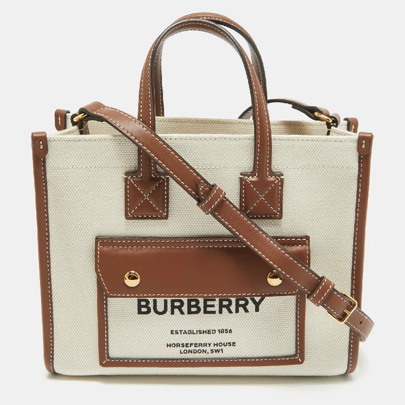 Pet - Friendly Burberry Pet Carrier BagsBrown/Beige Canvas Mini Freya Tote