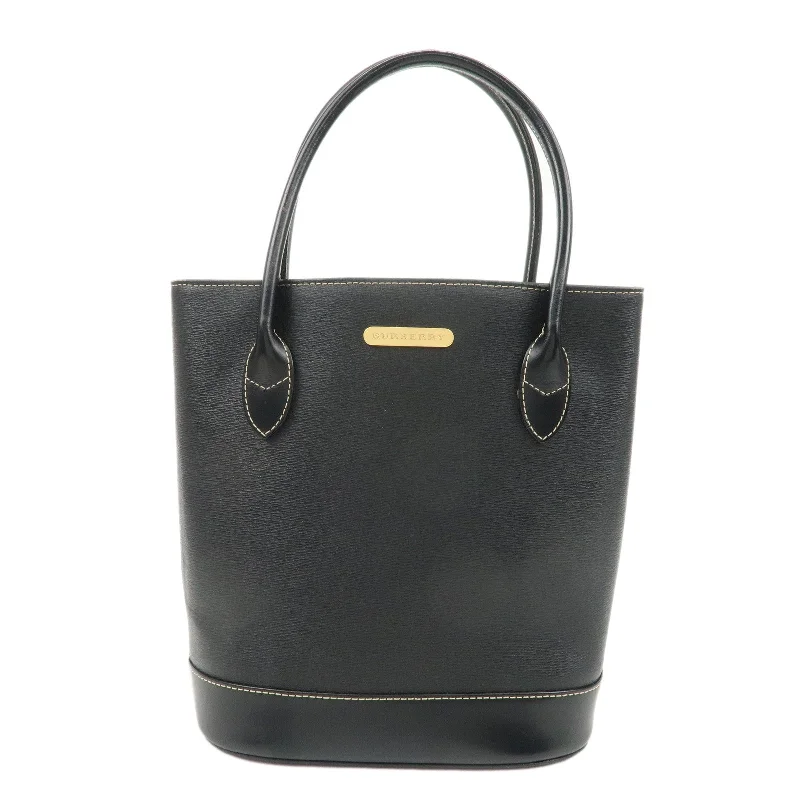 Two - Tone Burberry Bags for a Modern AestheticBURBERRY Logo Leather Tote Bag Hand Bag Black