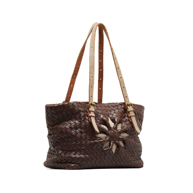 Bottega Veneta tote bags for work and travelBrown Bottega Veneta Intrecciato Marquise Flower Tote