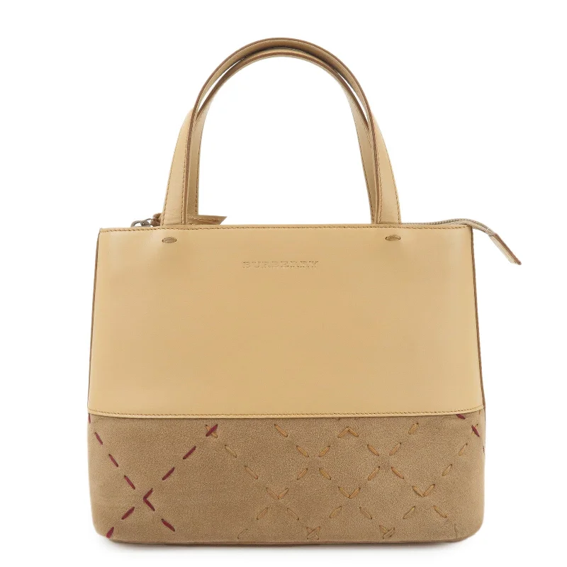 Light - Colored Burberry Bags for Spring and SummerBURBERRY London Leather Suede Tote Bag Hand Bag Beige