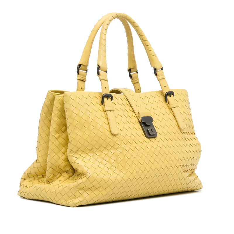 Bottega Veneta bags for cultural eventsYellow Bottega Veneta Medium Intrecciato Roma Tote Bag