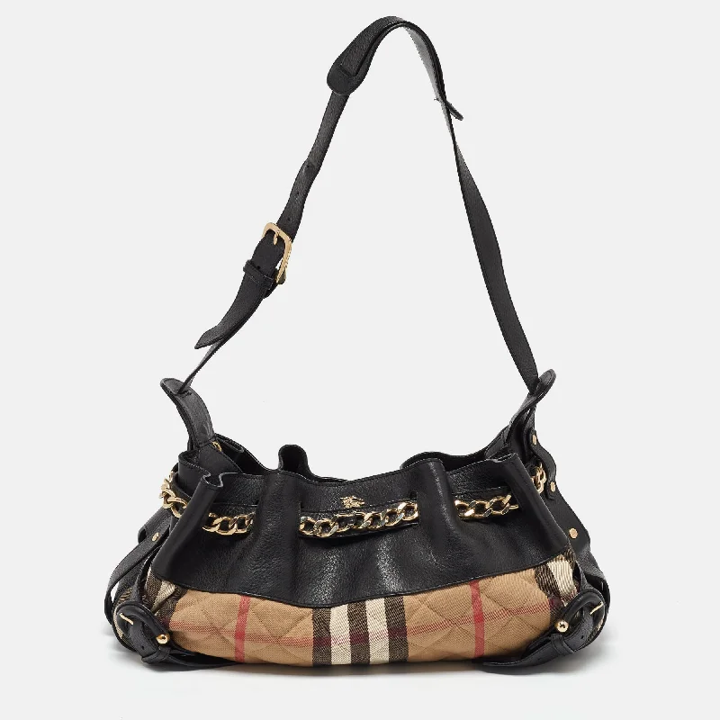 Dark - Hued Burberry Bags for a Sophisticated LookBlack Quilted House Check Margaret Shoulder Bag