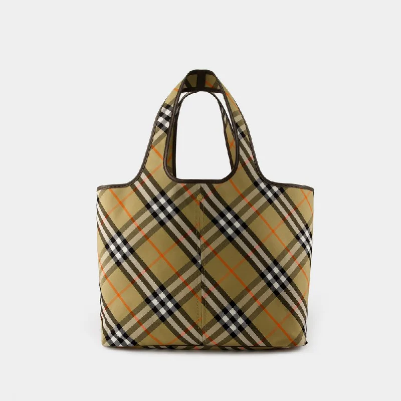 High - Quality Burberry Leather Shoulder BagsWomen's Medium Check Tote in Beige | 8093976