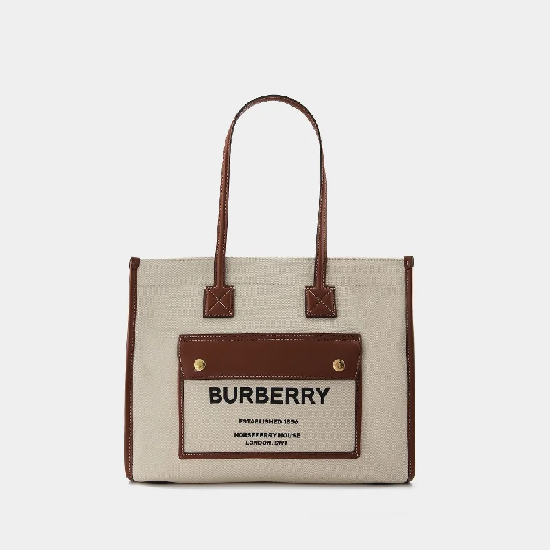 Pet - Friendly Burberry Pet Carrier BagsLl Sm Pocket Dtl Ll6 Tote Bag - Burberry -  Natural/Tan - Cotton