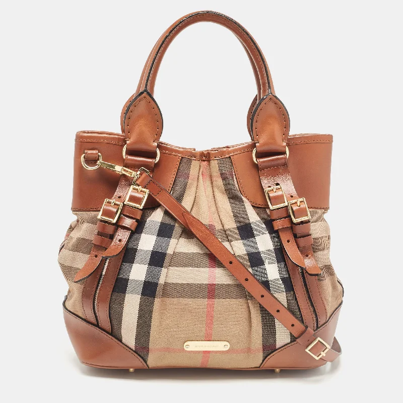 Burberry Bags for Women's Spring 2025 CollectionBrown House Check Fabric and Leather Bridle Tote