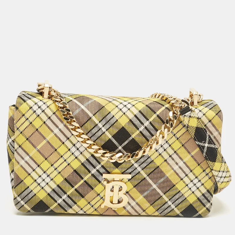 Burberry Bags with Signature Check Pattern in New ShadesYellow Check Canvas Small Lola Chain Shoulder Bag