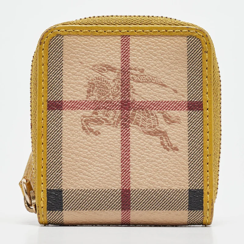 Sporty Burberry Bags for Athletic ActivitiesBeige/Yellow Haymarket Check PVC and Leather Coin Purse