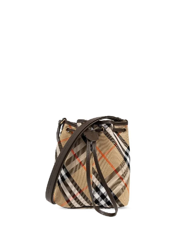 Two - Tone Burberry Bags for a Modern AestheticWomen's Check Bucket Bag in Nude & Neutrals | Size UNICA | 8093804