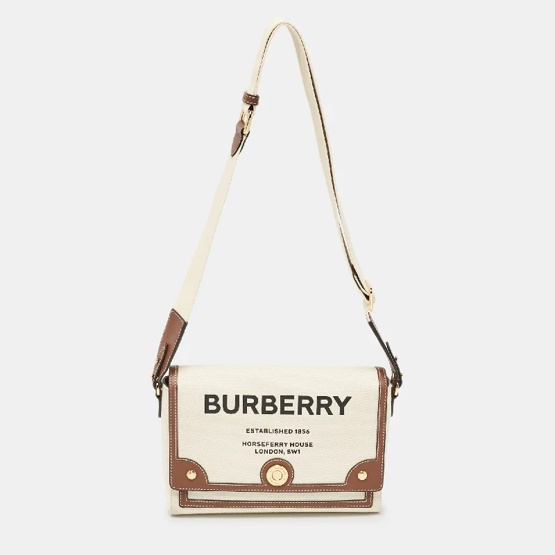 Seasonal Print Burberry Bags for Summer 2025Beige/Brown Canvas and Leather Note Crossbody Bag