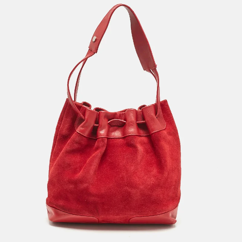 Burberry Bags with Adjustable Handles for Different Carrying WaysRed Suede and Leather Bucket Bag