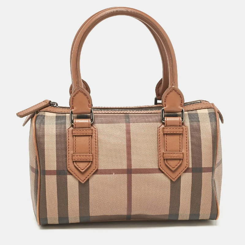 Sustainable and Ethical Burberry Bags for Conscious ConsumersBrown Smoked Check PVC and Leather Chester Boston Bag