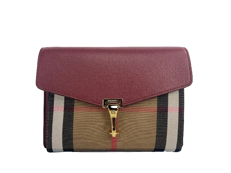 Burberry Bags with Antique - Style HardwareBurberry Macken Small Crimson House Check Leather Crossbody Bag