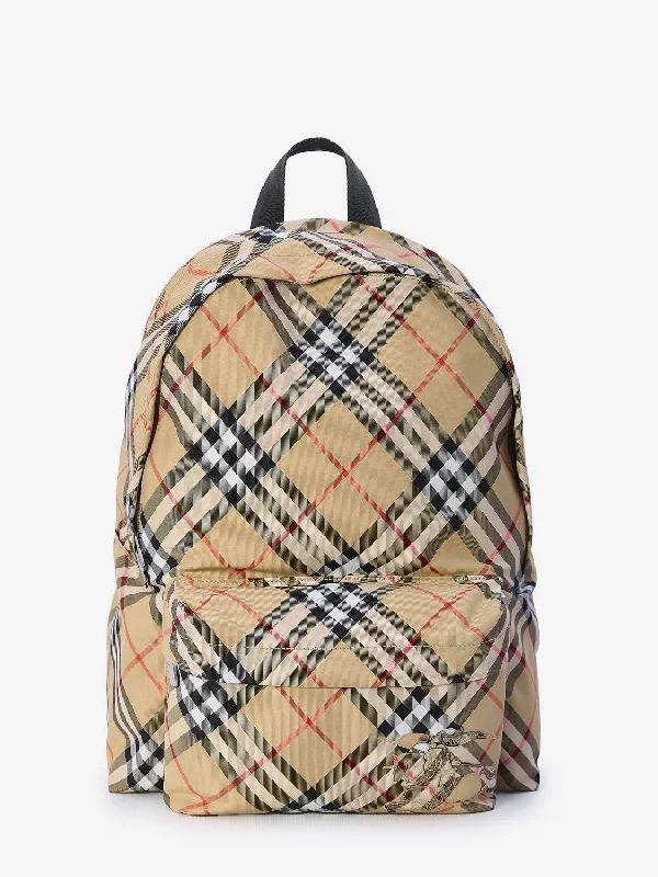 Minimalist Burberry Bags for a Sleek LookMen's Check Backpack in Beige | 8091312