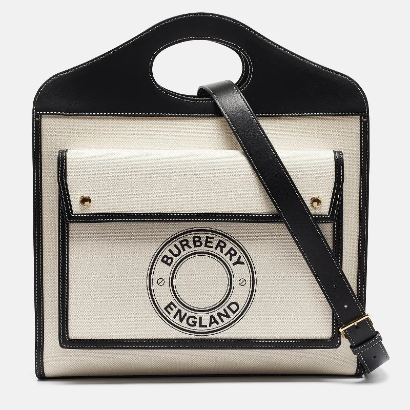 Statement - Making Oversized Burberry BagsBlack/White Canvas and Leather Medium Pocket Bag