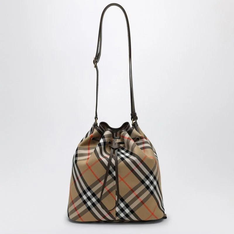 Vintage Inspired Burberry Bags for Retro LoversWomen's Check Bucket Bag in Beige | 8093869159199