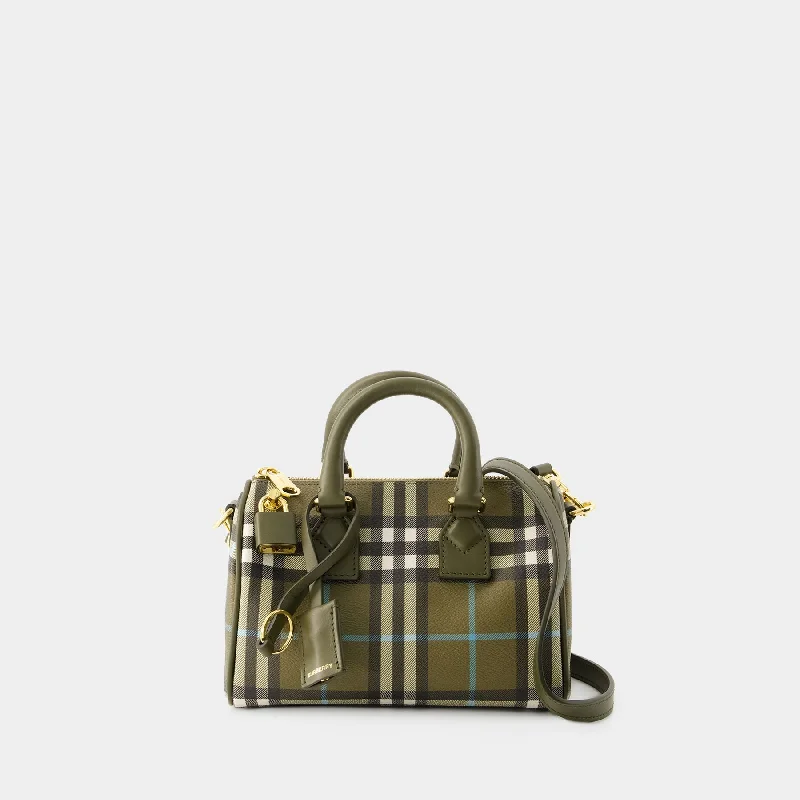 Metallic Finish Burberry Bags for a Glam LookMini Bowling Bag - Burberry - Leather - Olive Green