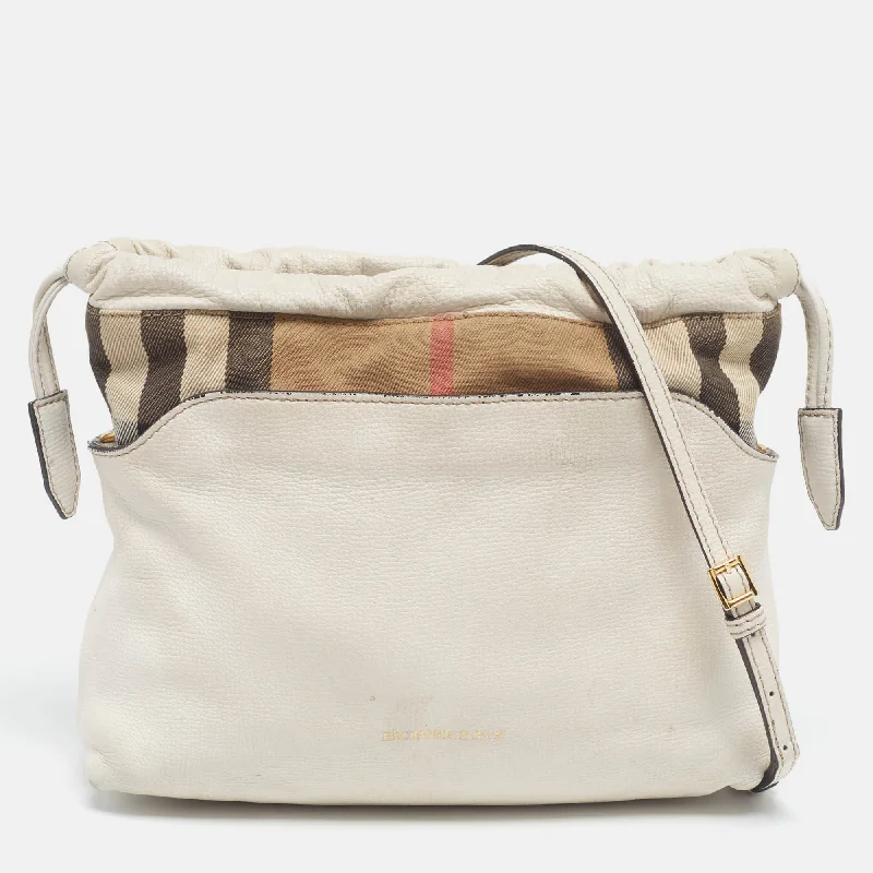 Durable Burberry Canvas Bags for Everyday UseWhite/Beige Leather and House Check Canvas Little Crush Crossbody Bag