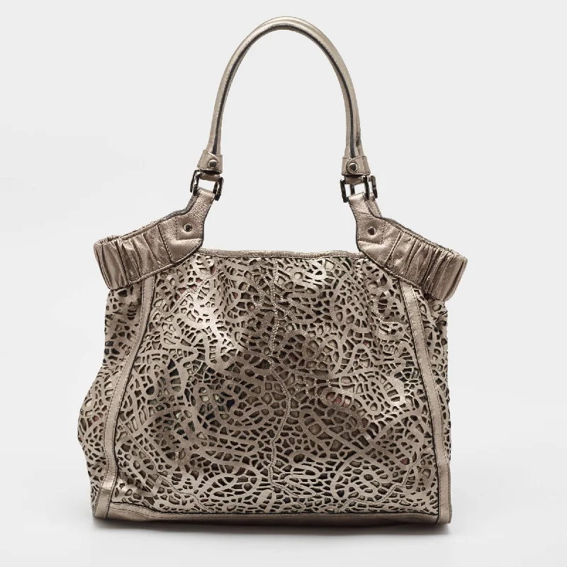 Customizable Burberry Bags with Personalized CharmsMetallic Laser Cut Leather and PVC Tote