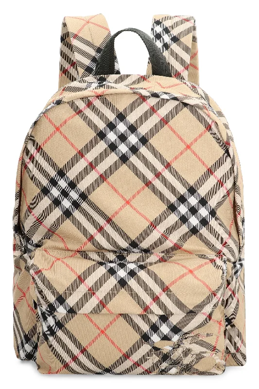 Travel - Approved Burberry Carry - on BagsMen's Check Nylon Backpack in Beige | 8091312158564 Color A2021