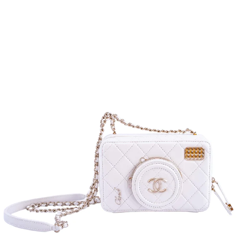 Chanel Lightweight Handbag for Daily Errands24S Chanel Collectible Runway Camera White Mirror Crossbody Bag