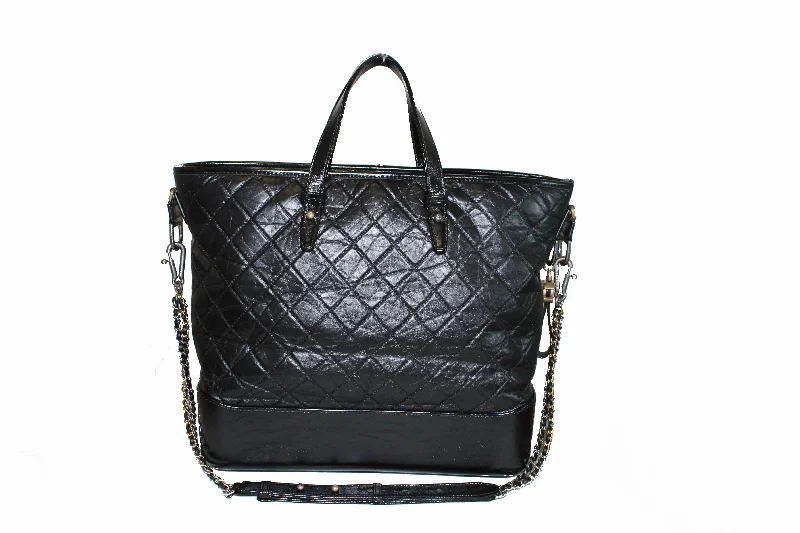 Chanel Lightweight Handbag for Daily ErrandsAuthentic Chanel Black Aged Calfskin Quilted Large Gabrielle Shopping Tote