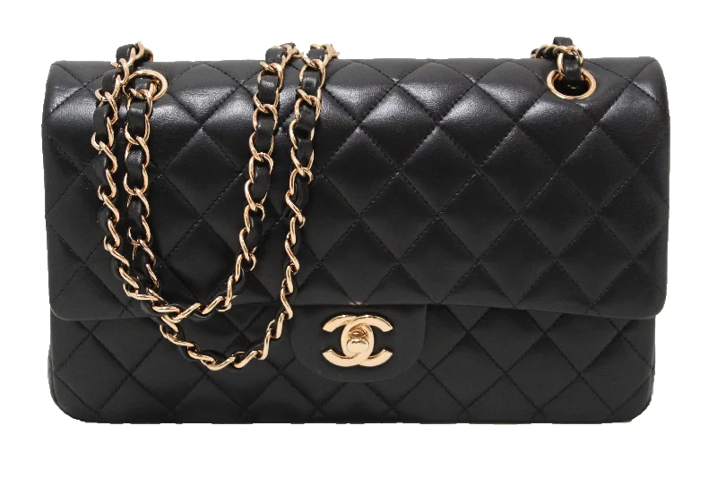 Chanel Luxury Handbag for High - End EventsAuthentic Chanel Classic Black Quilted Lambskin Leather Classic Medium Double Flap Bag