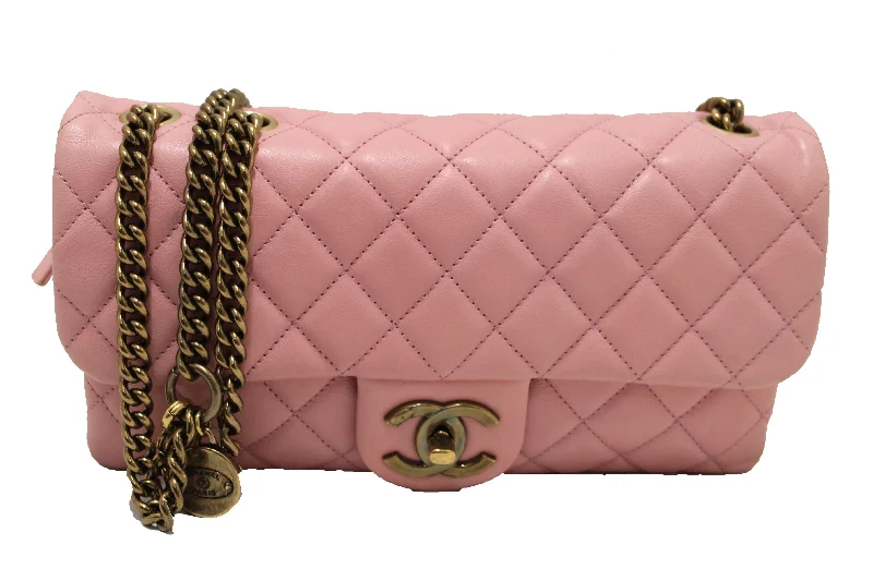 Chanel bags that pair perfectly with any outfitAuthentic Chanel Pink Calfskin Leather Zipped Back Pocket Calfskin Flap Bag