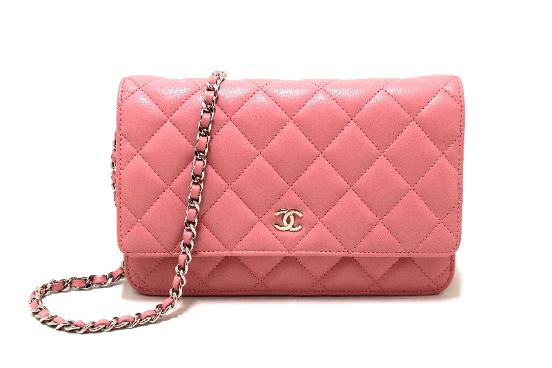 Chanel bags available in bold colors and patternsAuthentic Chanel Pink Quilted Lambskin Leather Wallet On Chain WOC Messenger Bag