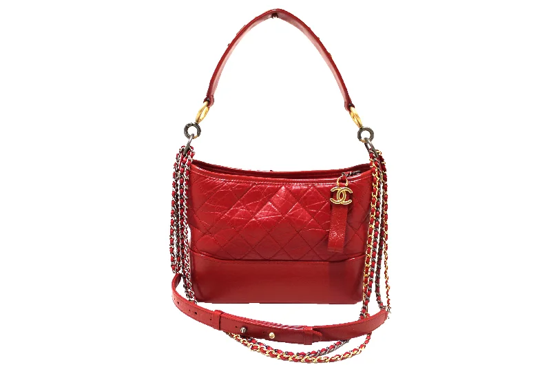 Chanel New Arrival Handbag with Gold HardwareAuthentic Chanel Red Aged Calfskin Leather Small Gabrielle Hobo Crossbody Bag