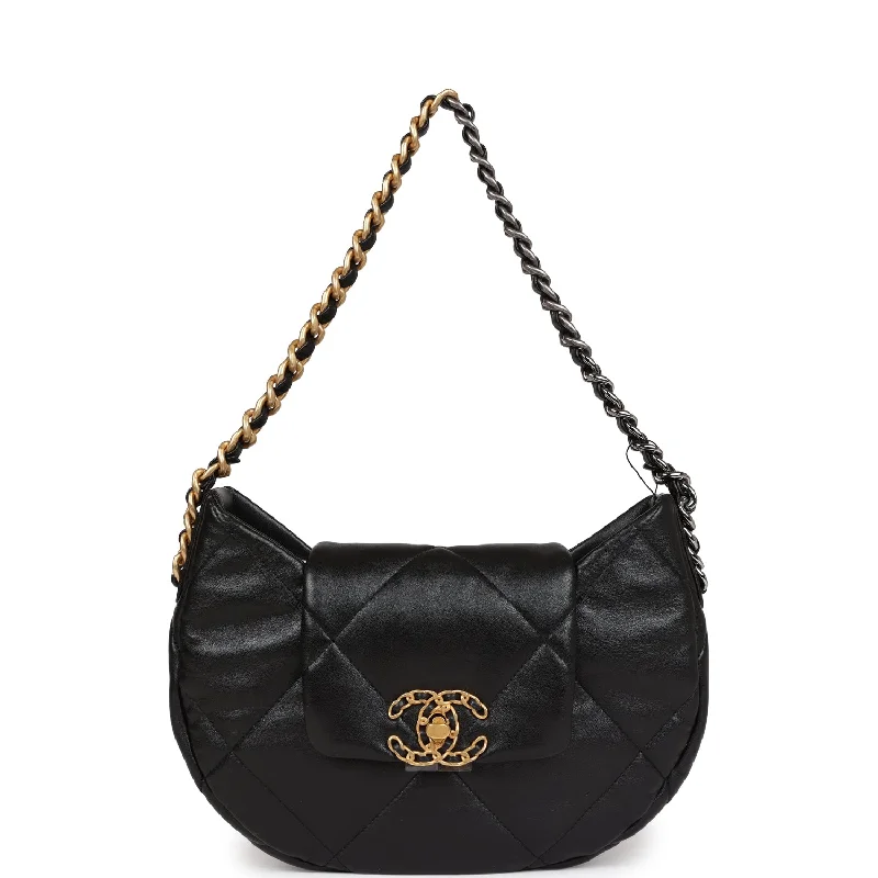 Chanel bags with modern touchesChanel 19 Hobo Bag Black Lambskin Mixed Metal Hardware