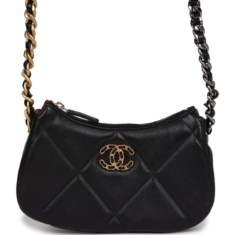 Chanel bags in luxury boutiques worldwideChanel 19 Hobo Chain Clutch Bag Black Calfskin Mixed Metal Hardware