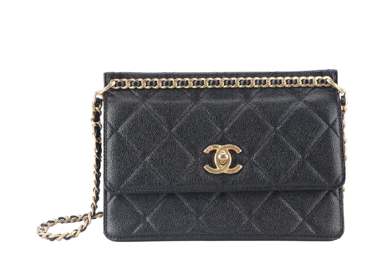 Chanel bags that pair perfectly with any outfitCHANEL 23A CHAIN SHOULDER BAG MICROCHIP (GCNHxxxx) BLACK CAVIAR LEATHER GOLD HARDWARE WITH DUST COVER AND BOX