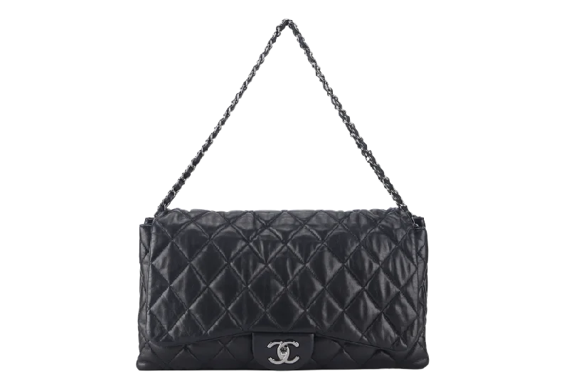 Chanel Lightweight Handbag for Daily ErrandsCHANEL 3 ACCORDION FLAP BAG (1390xxxx) BLACK LAMBSKIN GUNMETAL HARDWARE WITH CARD AND DUST COVER