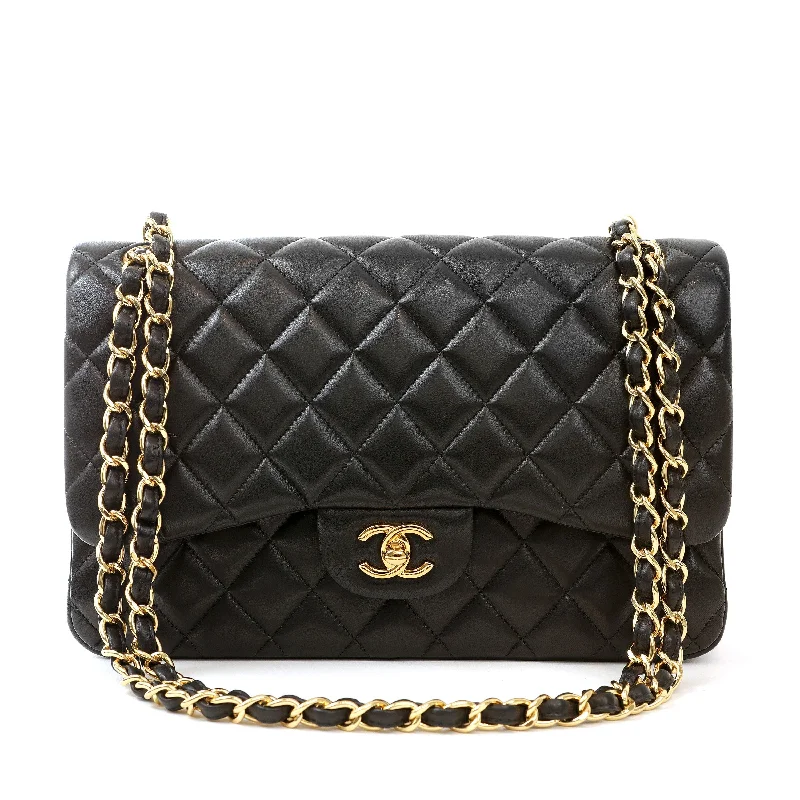 Chanel bags with exclusive seasonal releasesChanel Black Lambskin Jumbo Classic w/ Gold Hardware