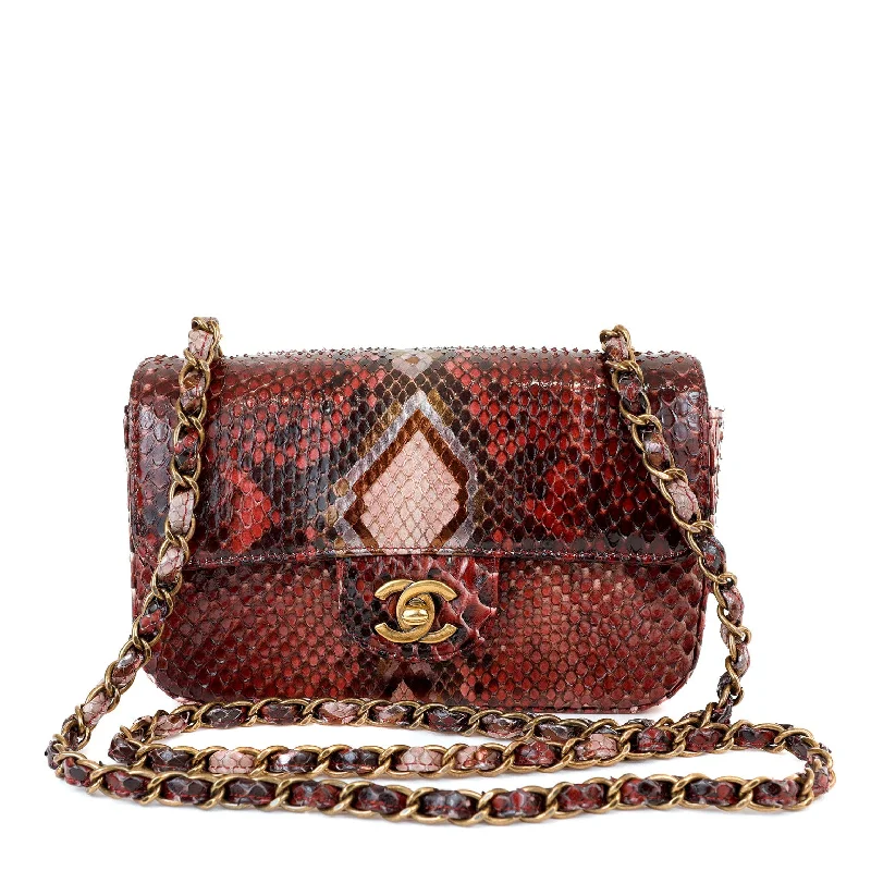 Chanel Classic Flap Bag for Evening PartyChanel Burgundy Python Small Classic Flap