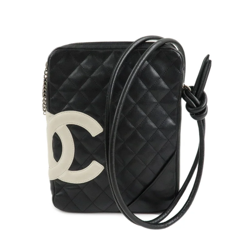 Chanel bags for the minimalist fashionCHANEL Cambon Line Lamb Skin Shoulder Bag Pouch Black