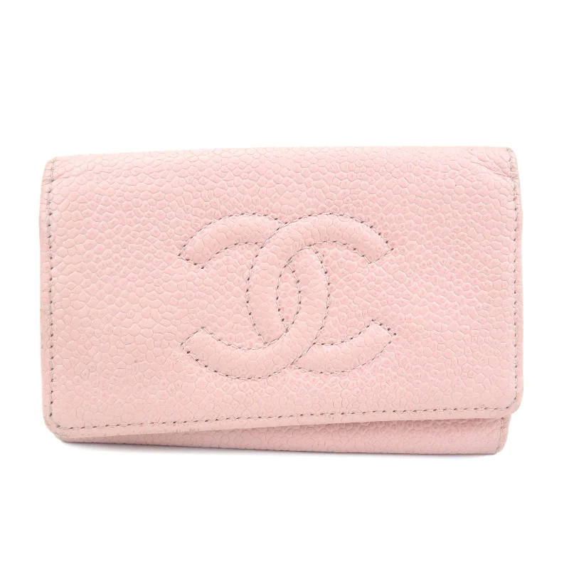 Chanel Quilted Leather Shoulder Bag for FashionistasCHANEL Caviar Skin COCO Mark Key Case Pink A13502