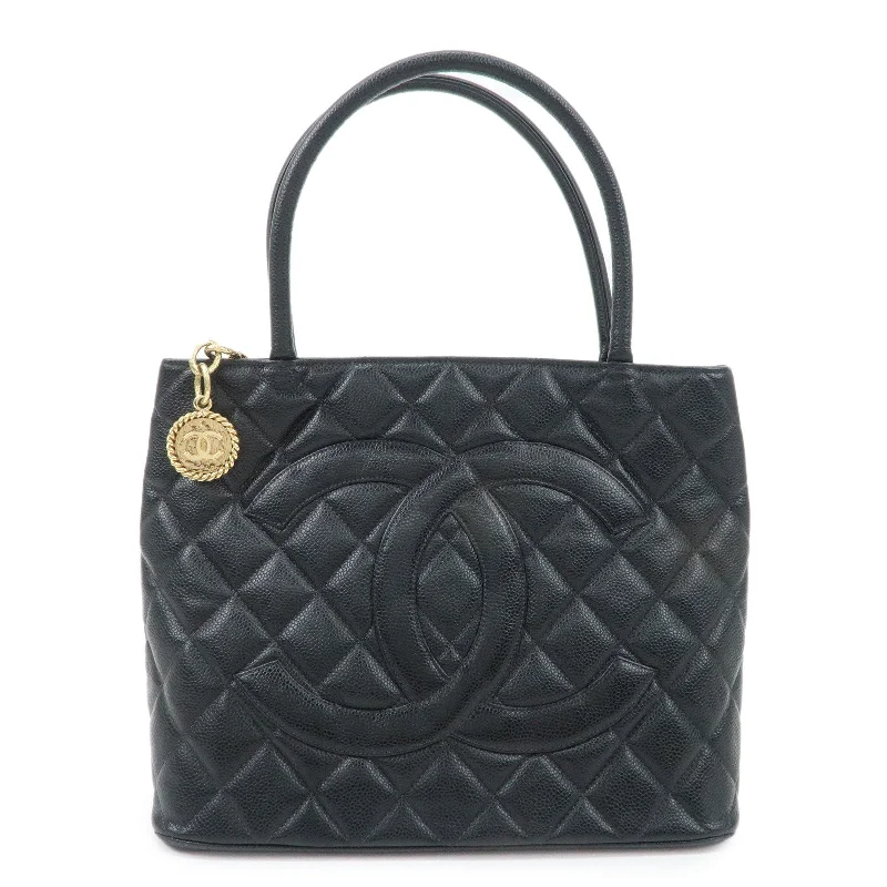 Chanel bags with the perfect balance of luxury and functionalityCHANEL Caviar Skin Matelasse Tote Bag Black A01804