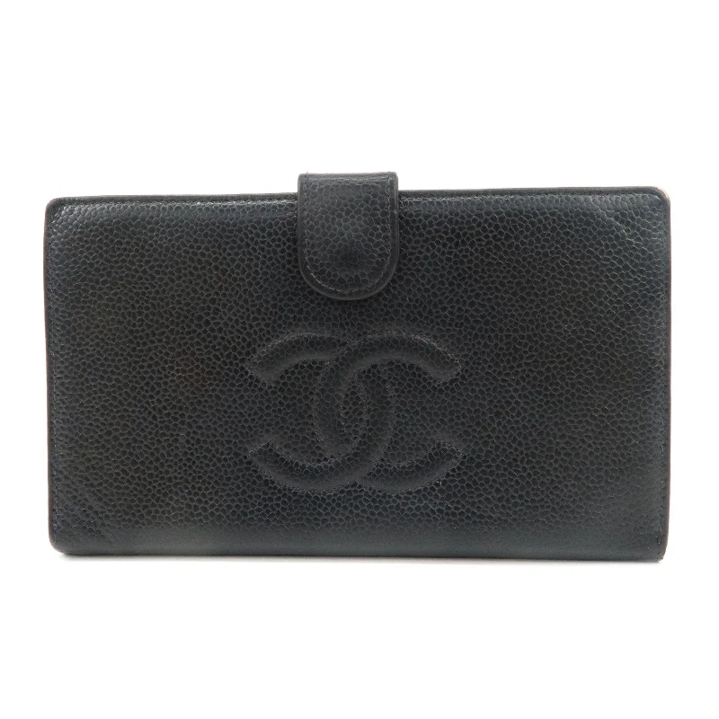 Chanel bags with classic and elegant designsCHANEL Caviar Skin Purse Kiss Lock Long Wallet Black